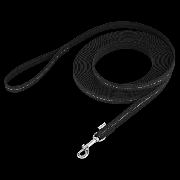 Herm Sprenger Reflective Rubberised Nylon Long Leash Black