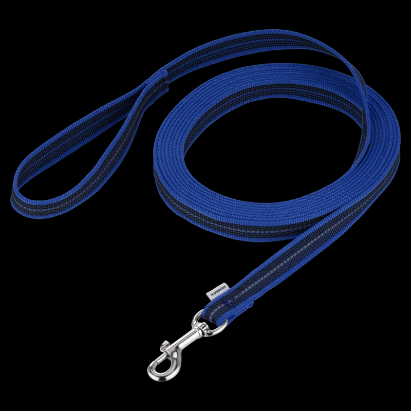 Herm Sprenger Reflective Rubberised Nylon Long Leash Blue